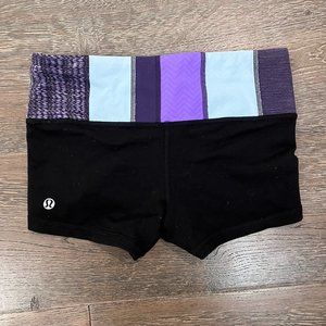 Lululemon Womens Black Boogie Shorts Active Pull-On Colorblock Waistband Size 2